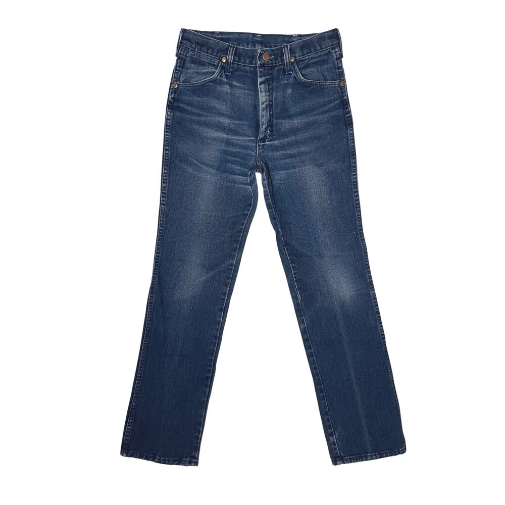VTG 80s Wrangler Slim Cowboy Cut Made In USA Dark Blue Size 30 X 32 Western